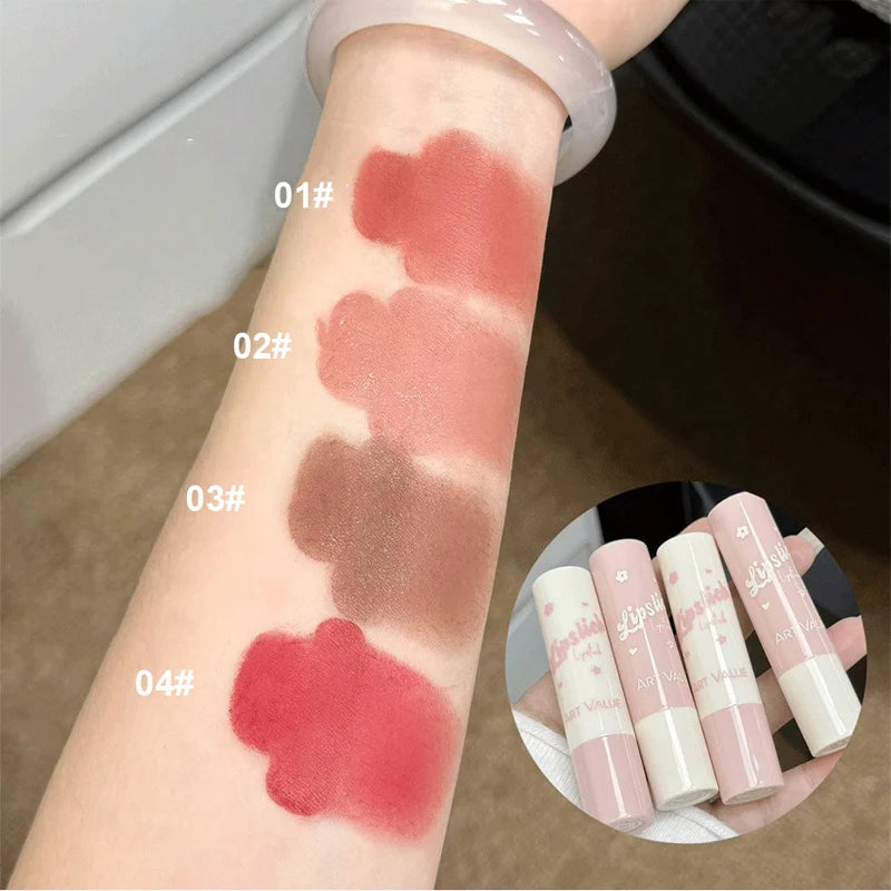 Shimmer Velvet Matte Lipstick Rose Cream Silky Finish Long-Lasting Waterproof Full Coverage Nude Grey Brown Lip Tint Make Up