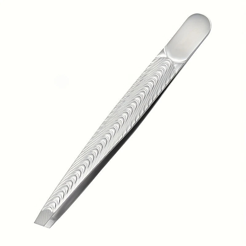 Professional Slanted Precision Tweezers - Heavy-Duty Stainless Steel Non-Slip Grip for Eyebrows Beard False Eyelashes