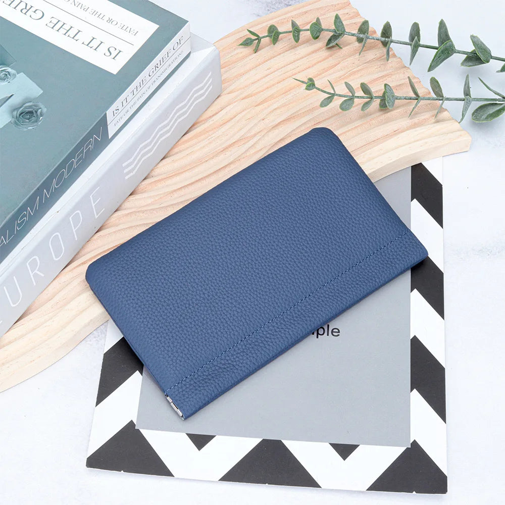 Custom Letters  Ladies Genuine Leather Ultra-thin New Minimalist Long Wallet With Automatic Closure makeup Lipstick Storage Bag