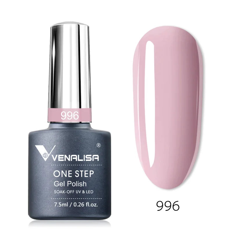 3 in 1 VENALISA  One Step Nail Gel Polish Full Coverage Gorgeous Color Soak off UV LED Nail Gel Varnish Nail Art Salon Lacquer