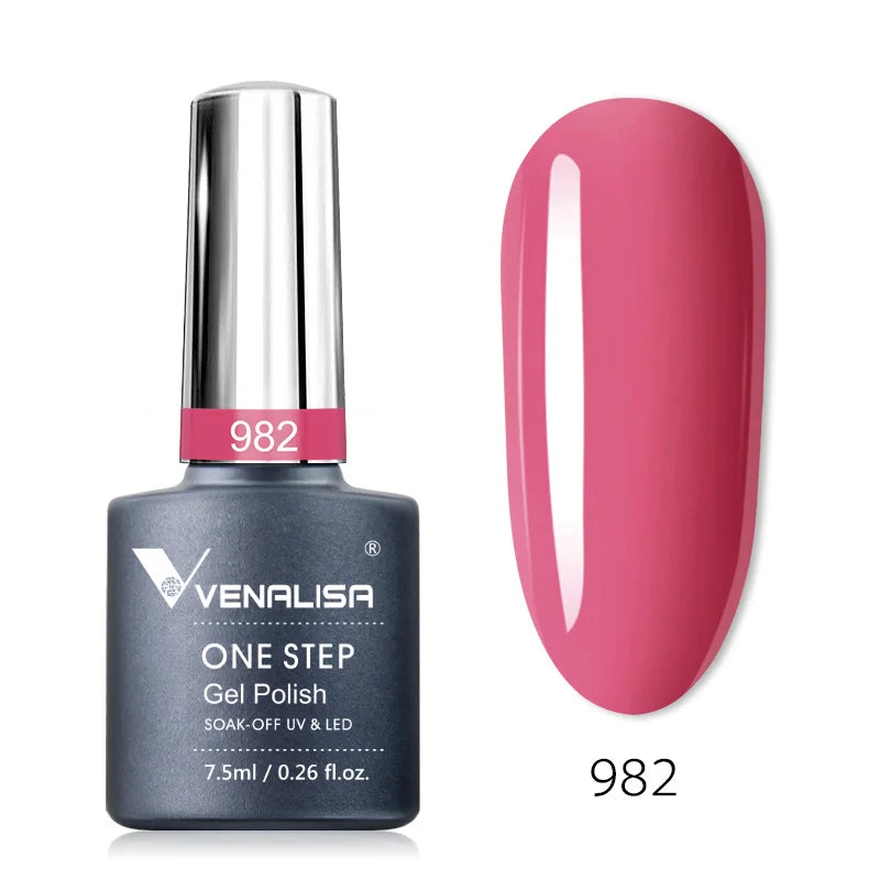 3 in 1 VENALISA  One Step Nail Gel Polish Full Coverage Gorgeous Color Soak off UV LED Nail Gel Varnish Nail Art Salon Lacquer