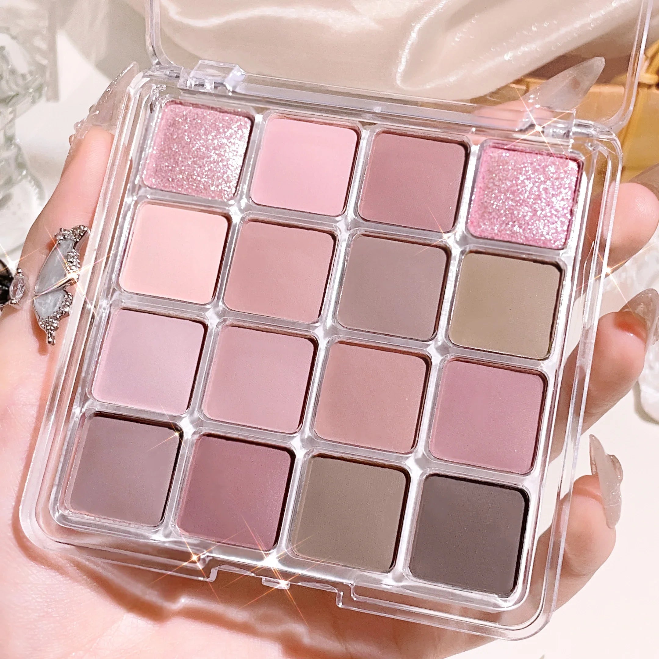 XIAOYUMI 16-Color Sunset Contour & Highlighter Palette – Waterproof, Long-Lasting, Eye & Face Makeup, Unisex, Certified