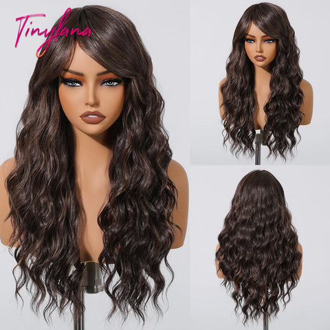 Long Curly Green Wave Synthetic Wigs with Bangs for Women Christmas Grass Green Cosplay Wigs Daily Natural Hair Heat Resistant