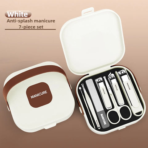 Complete 7 Pcs Set Manicure Kit Nail Clippers with Clippers Cuticle Pusher & Trimmer portable Gift For Women and Men