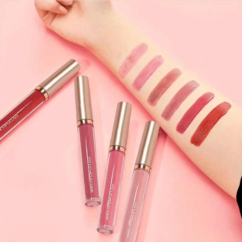 6Set Matte Lip Gloss AB two sets Not Stained with Cup Mouth Red Lip Gloss Moisturizing Long Lasting Not Easy To Fade Lip Gloss