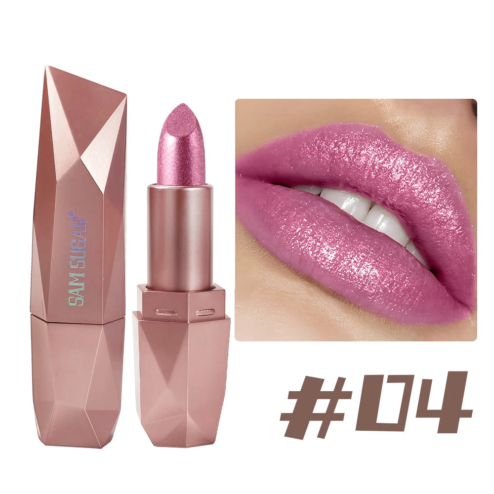 SAM SUGAR  6-color dazzling gold moisturizing long-lasting lipstick Diamond pearl fine sparkle color lipstick