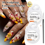 NICOLE DIARY White Non Stick Hand Extension Gel Nail Polish For 3D Shaping Carving Flower DIY Nail Art Extension Acrylic