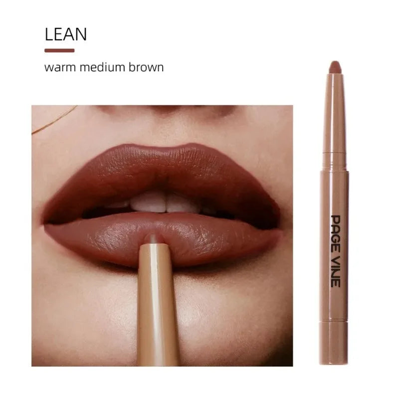 Luxury Matte Lip Liner Long-Lasting Smooth Brown Application for Perfect Outline & Filling, Versatile Shades for All Skin Types