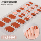 26Tips French Leopard Print UV Gel Toenail Sticker Bronzing Dye Gradient Cross-border Semi Baked Gel Nail Sticker UV Lamp Needed