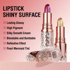 Quicksand Gold Lipstick Fine Glitter lipstick, Moisturizing Silky Mermaid Girl Pink, Long-Lasting Waterproof Grapefruit Orange