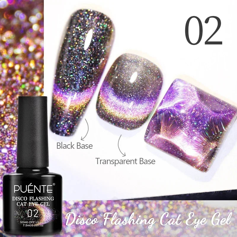 PUETNE 7.5ML Amber Moonlight Cat Magnetic Gel Nail Polish Winter Nails Jelly Glass Cat Eye Soak Off UV Semi-Permanent Varnish