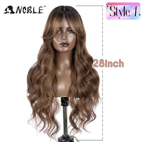 Noble Synthetic Lace Front Wig Long Wavy 36 " Body Wavy Side Part Lace Wig For Women Lace Front Wig Ombre Blonde Cosplay Wig