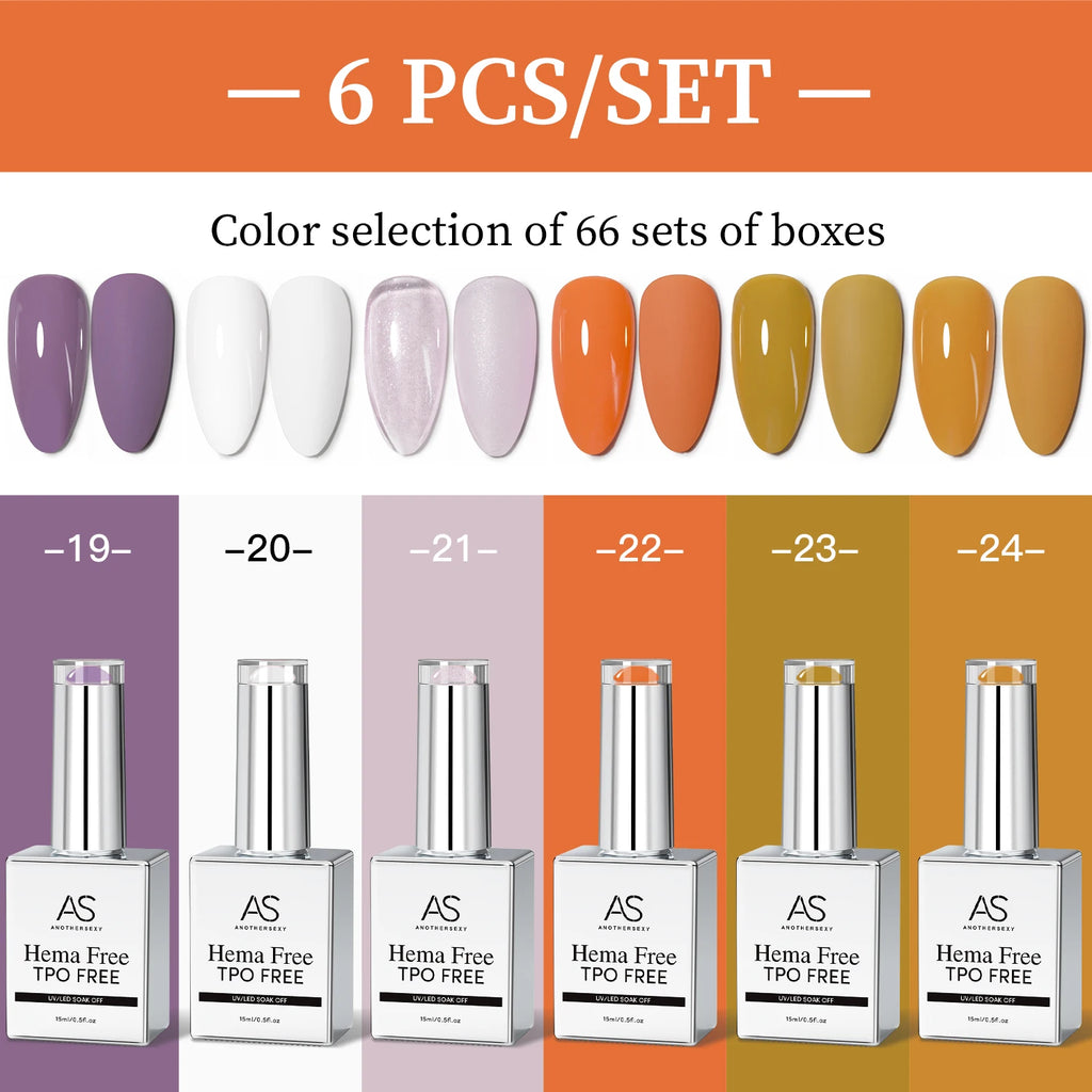 AS 6pcs Color Nail Gel Polish Kit Jelly Pink TPO FREE HEMA FREE Self Leveling Nude Natural Pink Nail Varnish Manicure Set