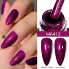 MEET ACROSS 7ml Shimmer Metallic Nail Gel Polish Glitter Mirror Effect Nail Supplies Vernis Gel for Nails UV/LED DIY Manicure