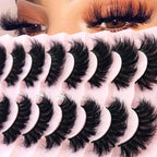 HBZGTLAD 5/8 Pairs of Natural Russian Striped Mink Lashes 3D False Lashes Volume Wavy False Lashes Eyelash Extensions Makeup