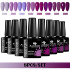 8Pcs 8ml Gel Nail Polish Set , Long Lasting, Lead-Free Semi Permanent Soak Off UV Gel Varnish For Summer, DIY Nail Art Design