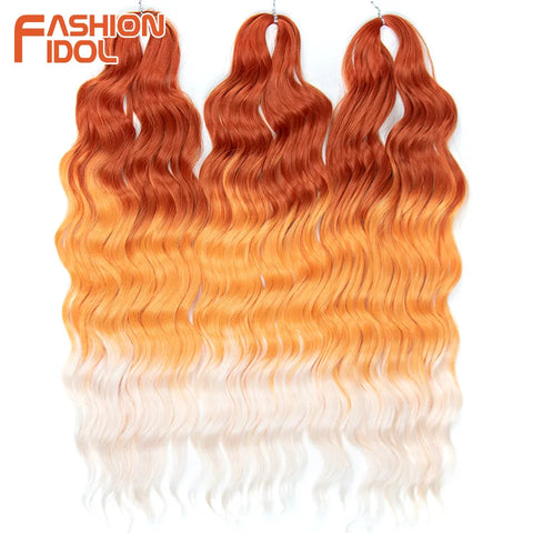 Anna Hair Synthetic Loose Deep Wave Braiding Hair Extensions 24 Inch Water Wave Braid Hair Ombre Blonde Twist Crochet Curly Hair