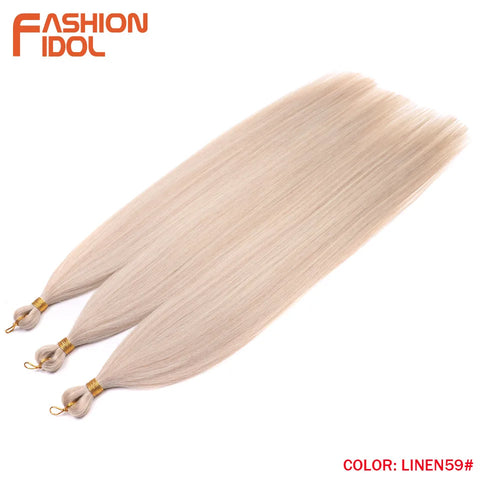 28" 3PCS Ariel Straight Pony Hair Bundles Crochet Braids Hair Synthetic Braiding Hair Ombre Silver Grey Crochet Hair Extensions