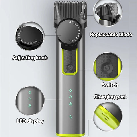 Beard Trimmer for Men Adjustable Hair Clippers Electric Cordless Kit Waterproof Professional Barbers Set Mens Mustache Trimmers