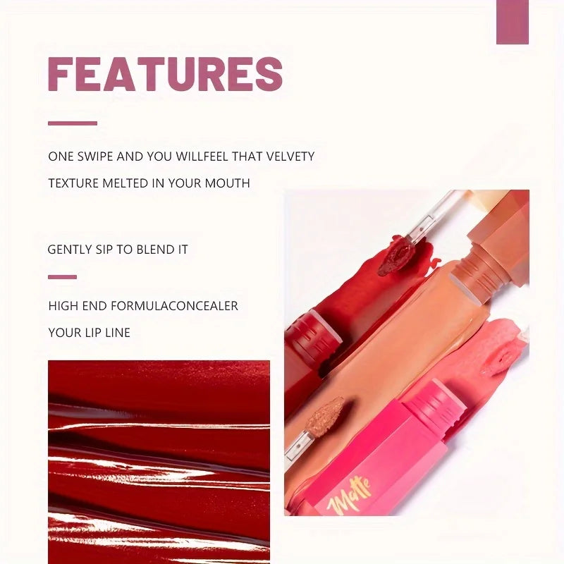 1pcs Waterproof Matte Velvet Lip Tint: Long-Lasting Nude Lip Glaze for a Sexy and Smooth Finish, Valentine's Day Gift