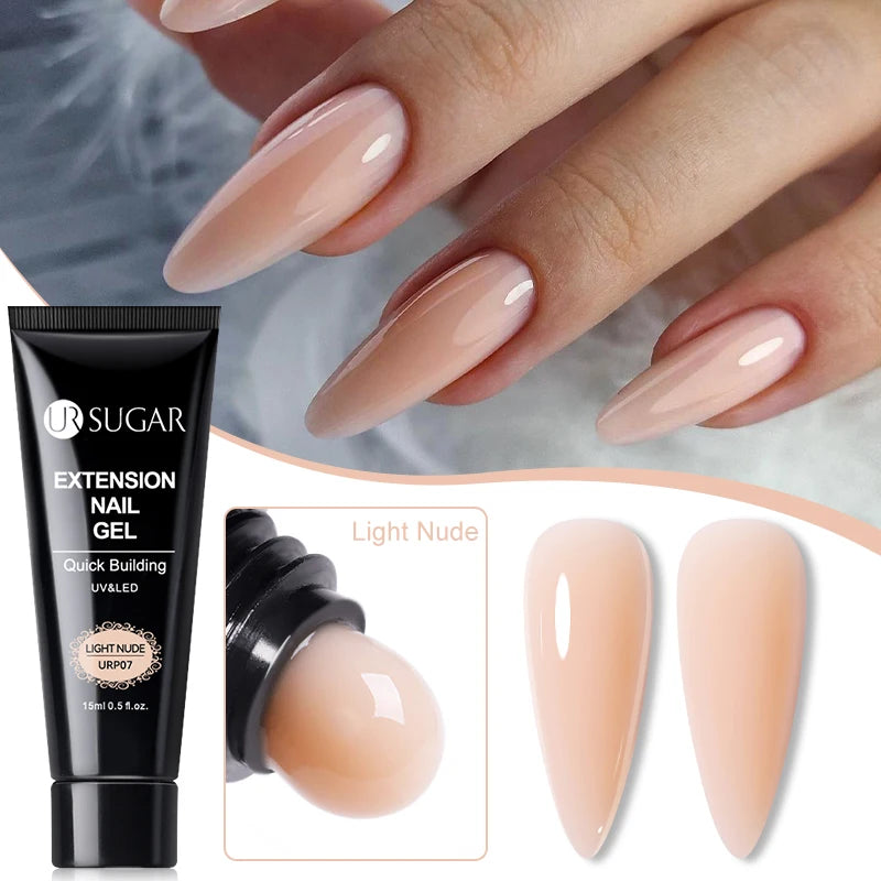 UR SUGAR Milky White Clear Pink Color 15ml Jelly Extension Nail Gel Polish Soak Off UV LED Gel Varnish Manicure Tips Tools
