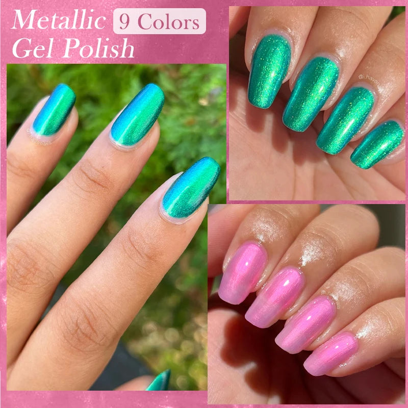 LILYCUTE 7ml Metallic Gel Nail Polish Red Chrome Effect Soak Off UV Gel Varnish Semi Permanent Nail Art Manicure Base Top Coat