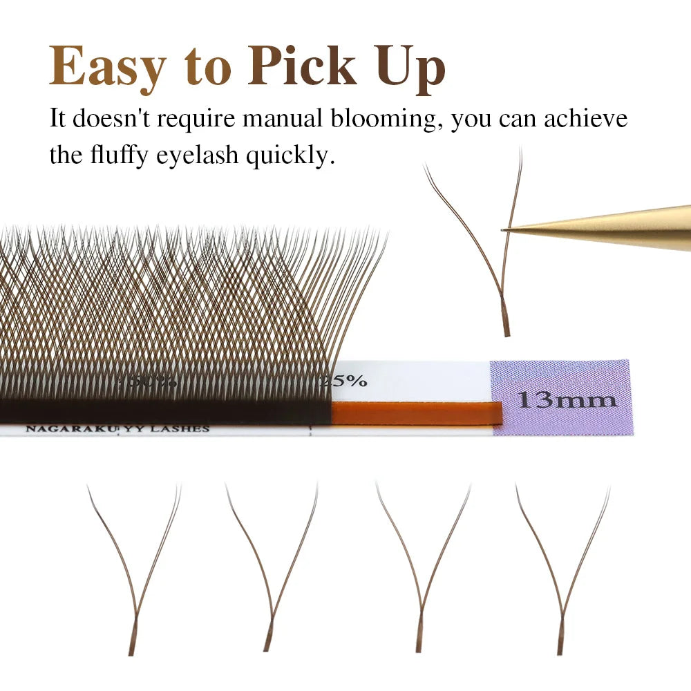 NAGARAKU YY Shape Triple Tips Hand Woven Premium Soft Light Natural Eyelashes Extension Supplies Makeup Mesh Net Cross Lash