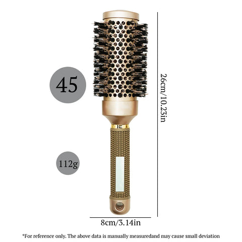 Aluminum Tube Round Barrel Hair Curling Brush Anti Static Round Rolling Brush Pro Barber Hair Rolling Brush Salon Styling Tools