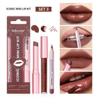 Waterproof Long Lasting Matte Black Lipstick Set Velvet Liquid Lip Gloss Lip Liner Set Red Stain Halloween Goth Makeup