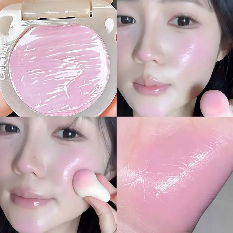 Cute Bear Water Light Blush Cream Vitality Pink Moisturizing Highlighter Face Blusher Easy to Apply Rouge