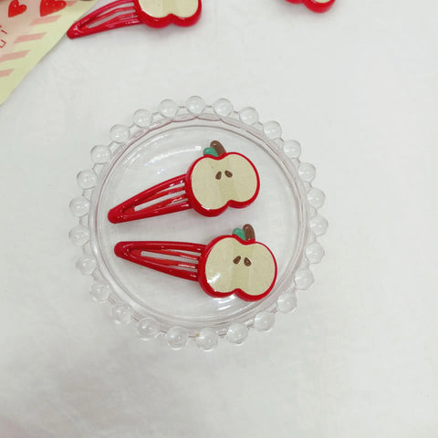 2pcs Cute Apple Hair Clip Star Duckbill Clip Sweet Girl Hair Pin Bangs Side Clip Woman Headwear Barrette Hair Accessories