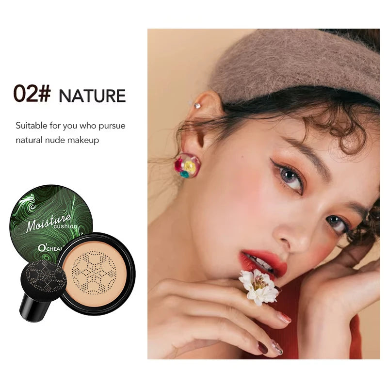 Ocheal BB Cream Air Cushion Compact Make Up Foundation Concealer Cream for Face Cosmetics Makeup Mushroom Head Puff