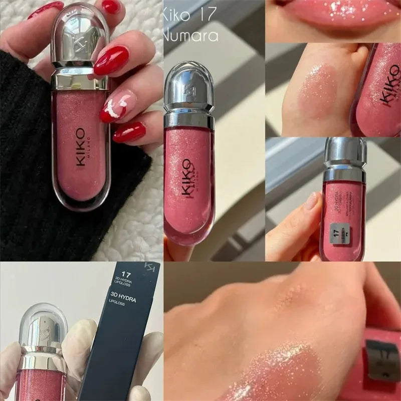Kiko 3D Liquid Lip Glaze Transparent Lip Mirror Lipstick Nourishing Glossy Full Lips Not Fading Milk Tea Bean Paste Makeup