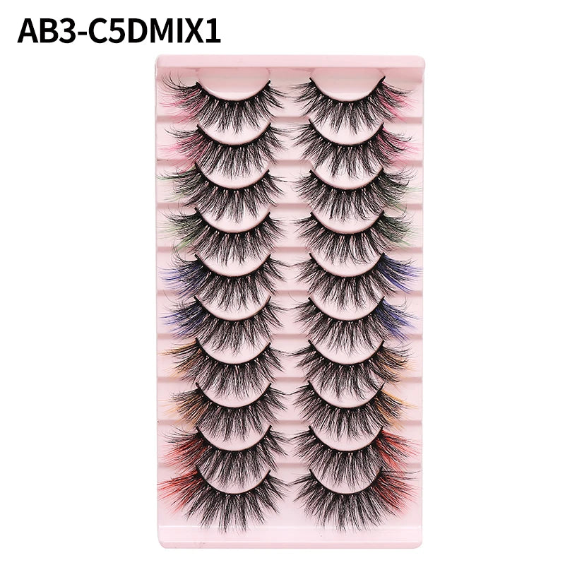 Colored Strip Lashes Fast Shipping Makeup For Clue Mink Eyelashes Full Strip Eyelashes Red Blue Green Eyelashes Wholesale