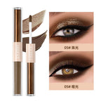 QIBEST Double-head Glitter Liquid Eyeshadow Contour Blush Pigment Silkworm Shimmer Matte Natural Cheek Shadow Cream Eyes Makeup