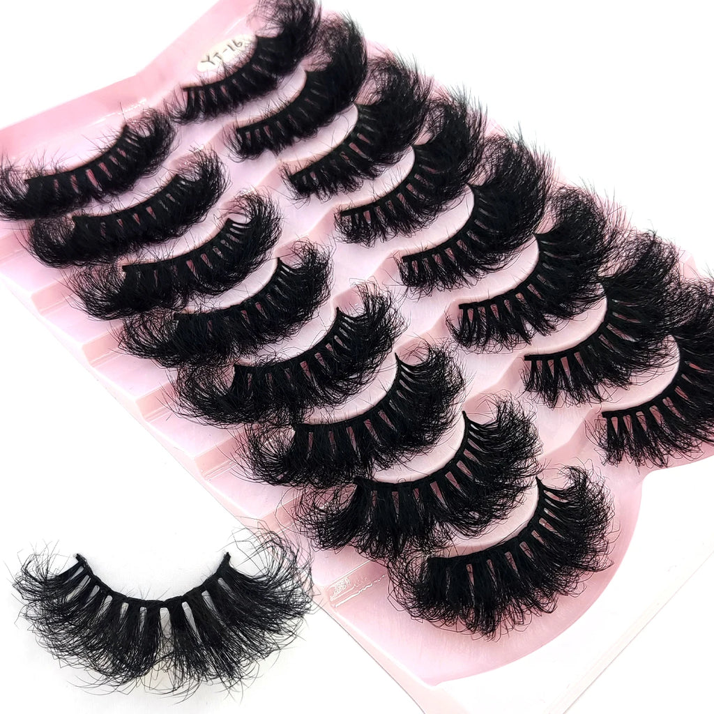HBZGTLAD 5/8 Pairs of Natural Russian Striped Mink Lashes 3D False Lashes Volume Wavy False Lashes Eyelash Extensions Makeup