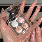 Planet Four-color Diamond Glitter Eyeshadow Palette Aurora Purple Metallic Shimmering Baked Powder Highlighter Eye Shadow Makeup
