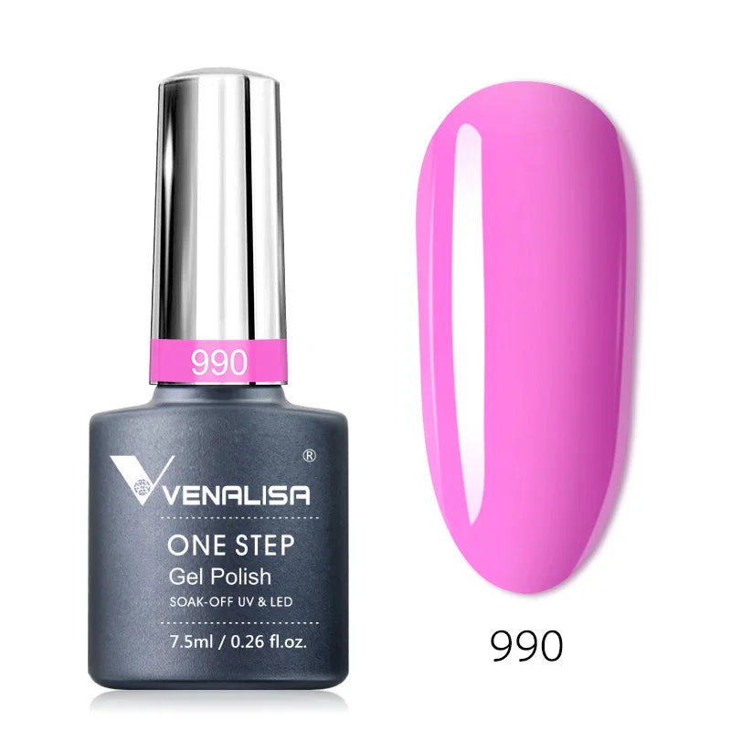 3 in 1 VENALISA  One Step Nail Gel Polish Full Coverage Gorgeous Color Soak off UV LED Nail Gel Varnish Nail Art Salon Lacquer