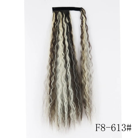 LISI GIRL Synthetic Hair 22''34'' Long Straight Ponytail Wrap Around Ponytail Clip in Hair Extensions Black Hairpiece Headwear