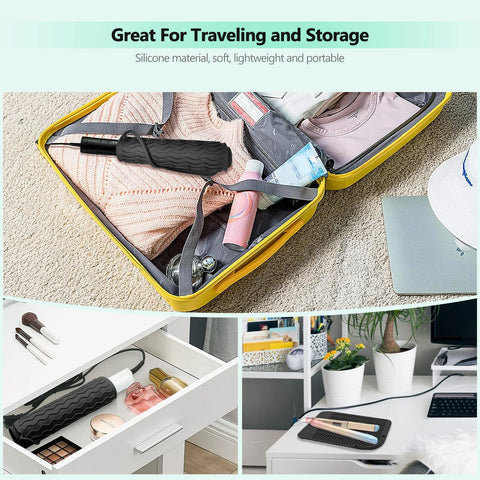 Silicone Non-slip Mat for Hairdressing Tools, Portable Curling Iron Straightener Perm Iron Heat Protecting Mat for Travel, Salon