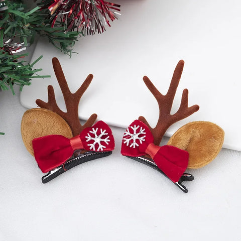 New Year Christmas Hair Pin Children Barrettes Bow Deer Santa Claus Christmas Headwear Girls Kids Hair Accessories