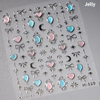 5D Gradient Love Gem Glitter Love Heart Colorful Cat's Eye Rhinestone Soft Self Adhesive Nail Art Stickers Shiny Manicure Decals
