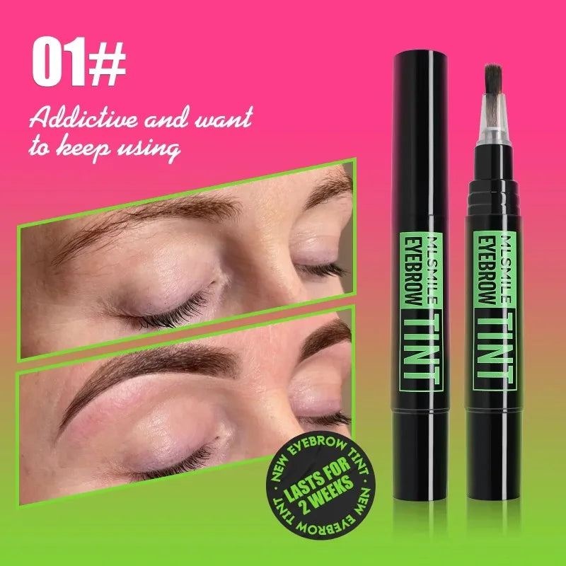 Rotating Liquid Eyebrow Dye Tint Brush Pencil Long Lasting Coloring Eyebrow Tattoo Waterproof Makeup Eyebrow Cream Stencil Kit