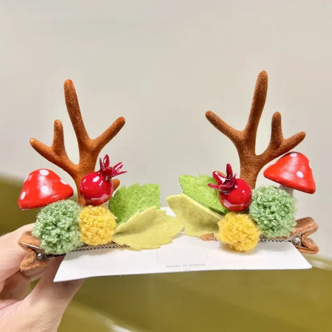 Cute Antlers Hair Clips Christmas Hairpin Girl Heart Elk Clips Xmas Winter Hairpin Children Headdress Antler Hair Accessories