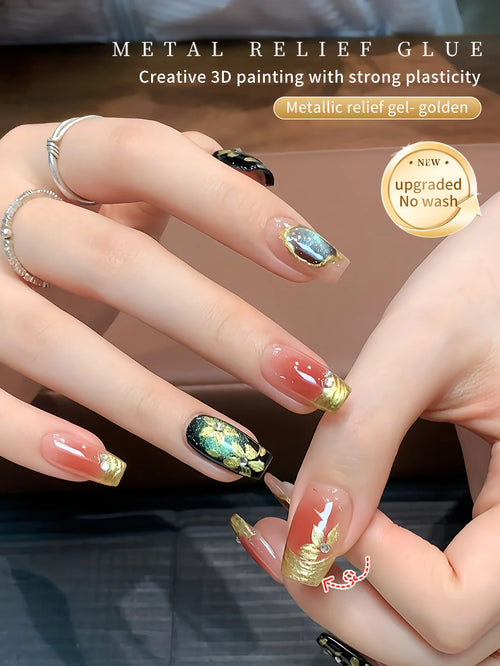 5g Nail Art Metal Relief Glue Wash Free 3D Sculpture nail polish gel Vintage Champagne Gold