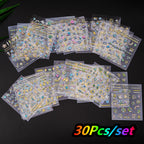 30Pcs/set Colorful Butterfly/Flowers Nail Stickers Kawaii Cute Mini Rose/Lavender/Sunflower Nail Decal DIY Adhesive Nail Floret