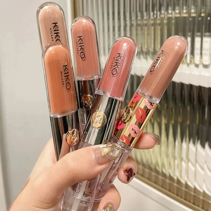 Kiko 3D Liquid Lip Glaze Transparent Lip Mirror Lipstick Nourishing Glossy Full Lips Not Fading Milk Tea Bean Paste Makeup
