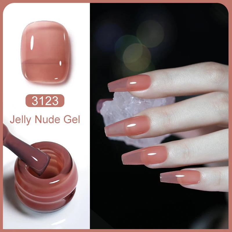 Arte Clavo Transparent Nude Pink Color Jelly Gel Nail Polish Semi Permanent 15ml Top Coat Soak Off UVLED Varnish Nail Art Design