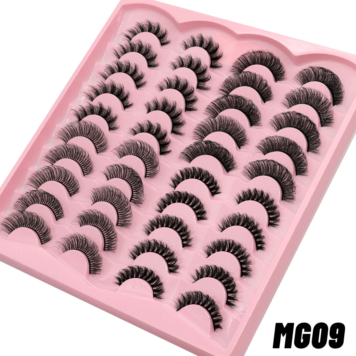 GROINNEYA 5/20 Pairs Russian Strip Lashes DD Curl False Eyelashes Natural Lashes Strips Curl Pack 4 Styles Eyelashes Extensions