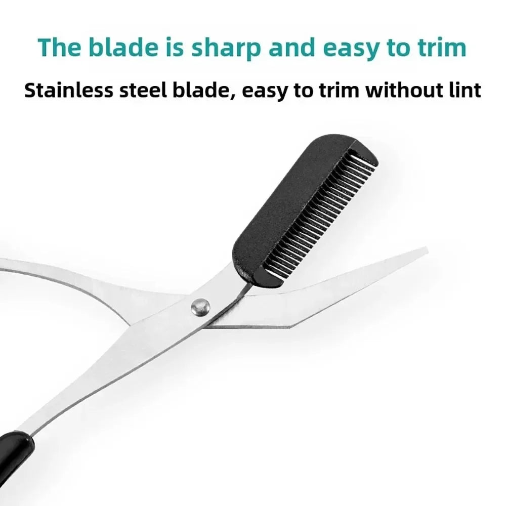 Stainless Steel Eyebrow Trimming Scissors with built-in Comb Precise Grooming Tool Creating Perfect Eyebrows Pink/White/Black